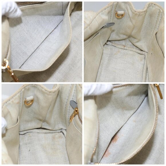PRADA Canapa PM Hand Bag Canvas Gray Gold Auth bs23956 - Picture 16 of 16